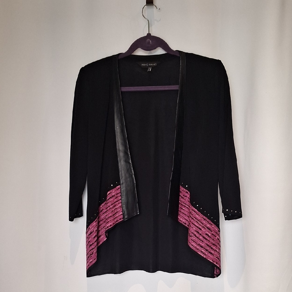 Ming Wang Black Knit Cardigan Size S
